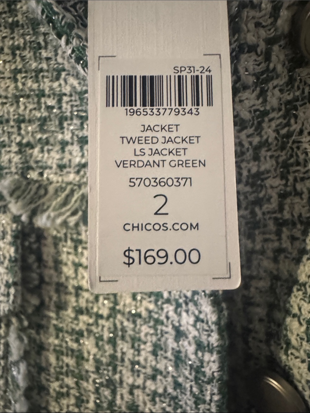 Chico's Tweed Blazer in Verdant Green